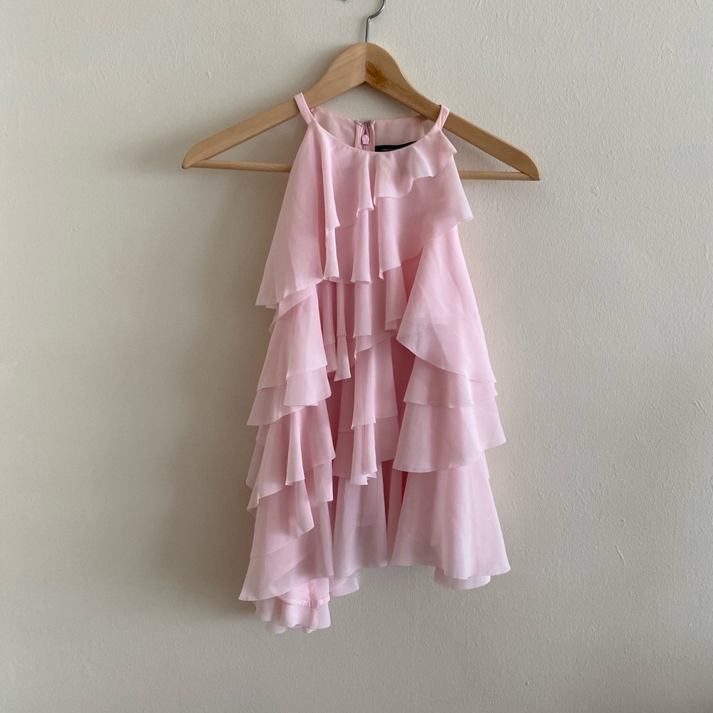 SOLD - French Connection Pink Ruffle Top - Picture 2 of 6